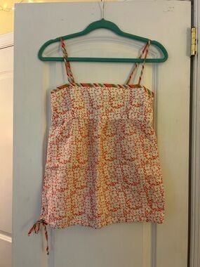 VINTAGE HOLLISTER Floral Spaghetti Strap Tank Top in Coral & White